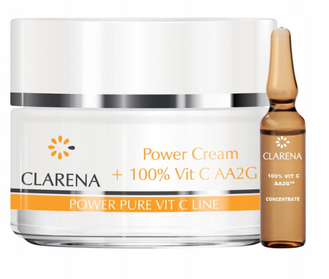 CLARENA - Power Cream + 100% VIT C 100 ml + 3 ml Krem z 100% aktywna witaminą C 50ml