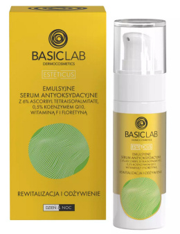 BasicLab - Emulsyjne serum antyoksydacyjne z 6% ascorbyl tetraisopalmitate rewitalizacja i odżywienie 30ml