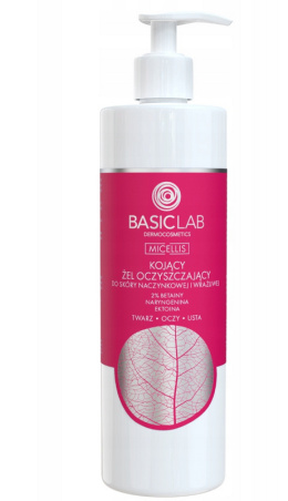 BasicLab - Kojący żel oczyszczający do skóry naczynkowej i wrażliwej 300ml