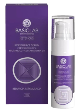 BasicLab - Korygujące serum z retinalem 0,07%, fitosfingozyną i karnozyną 2.0 redukcja i stymulacja 30ml