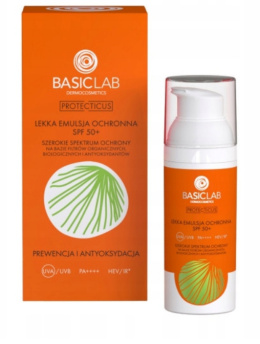 BasicLab - Lekka emulsja ochronna SPF 50+ PPD 52,3 prewencja i antyoksydacja 50ml