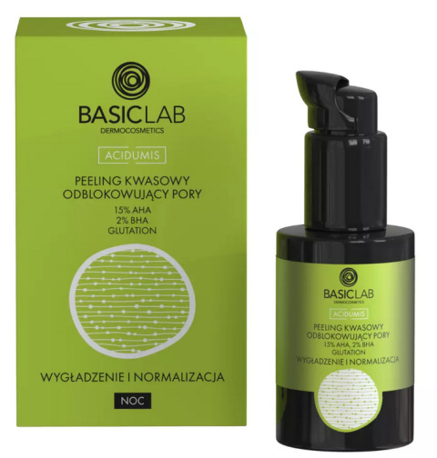 BasicLab - Peeling kwasowy odblokowujący pory z 15% AHA, 2% BHA 30ml