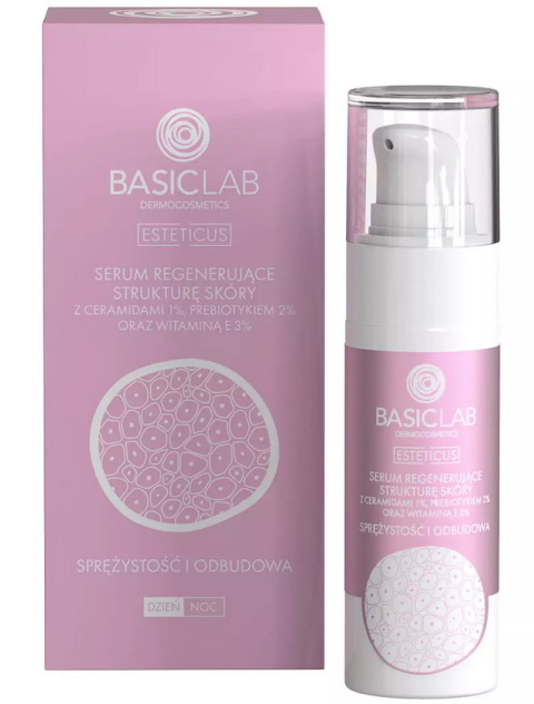 BasicLab - Serum regenerujące strukturę skóry z ceramidami 1% sprężystość i odbudowa 30ml