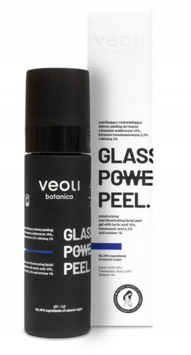 VEOLI BOTANICA - GLASS SKIN POWER PEEL Nawilżająco-rozświetlający żelowy peeling do twarzy z kwasem mlekowym 10%