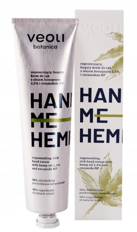 VEOLI BOTANICA - Regenerujący, bogaty krem do rąk z olejem konopnym 2,5% i ceramidem NP HAND ME HEMP